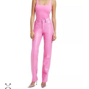 Pink Faux Leather Good American Jeans